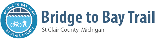 A black background with the words bridge to michigan in blue.