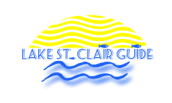 A blue and yellow logo with waves in the background.